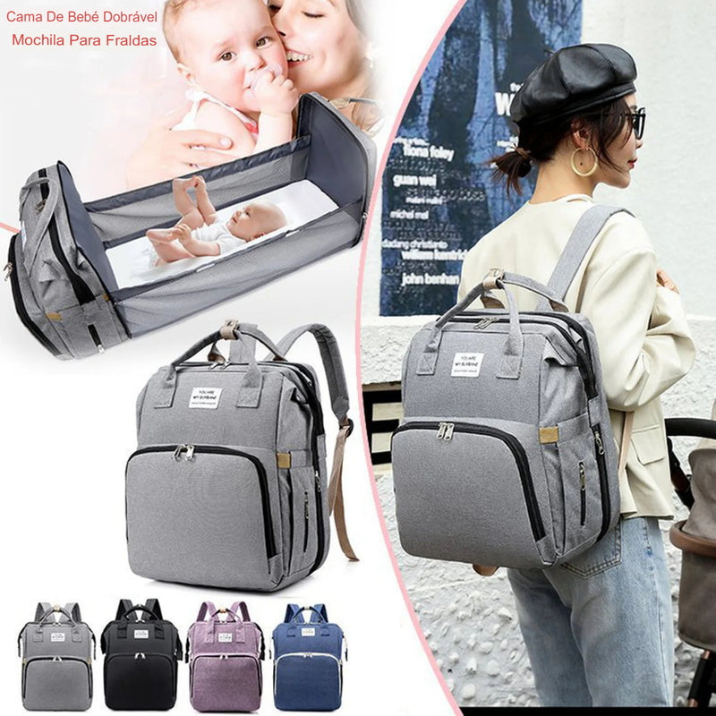 Bag Foldable Baby Backpack - 3 em 1 fralda saco mochila dobrável bebê