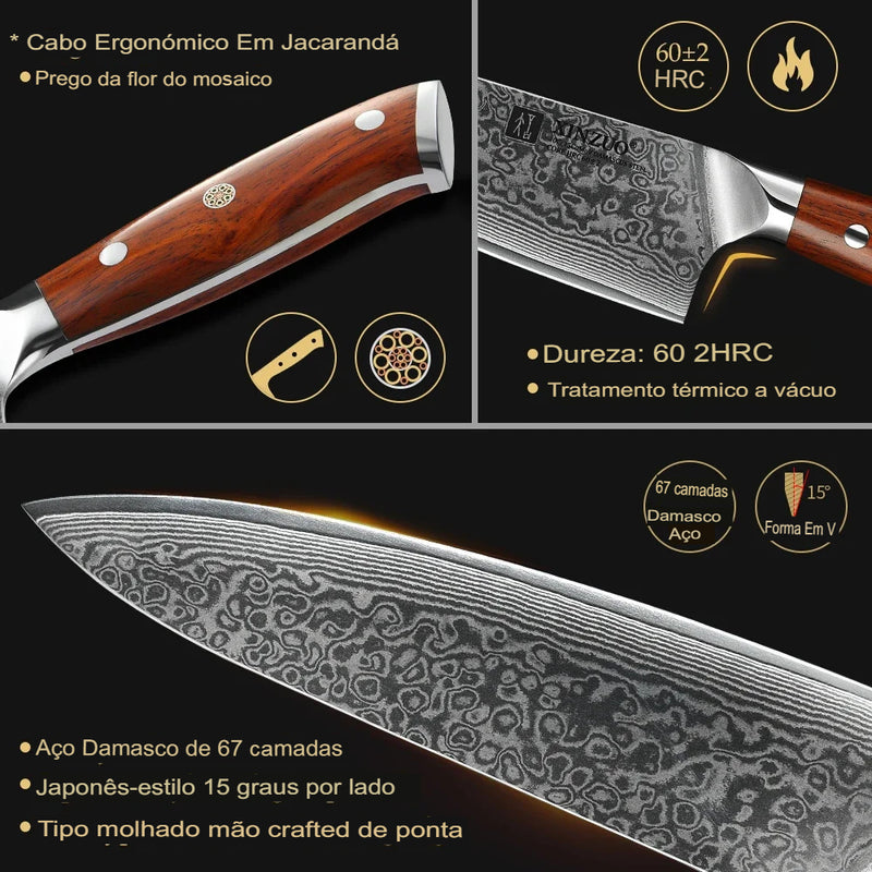 Faca de Churrasco Aço Damasco-Ofertasvaliosas®