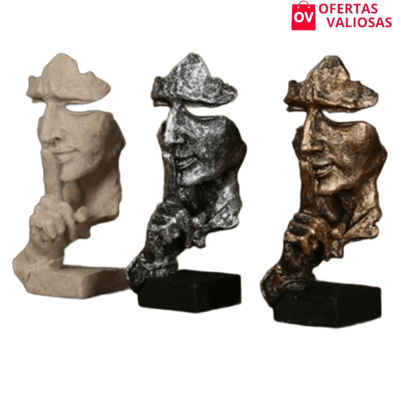 Escultura "Silêncio Vale Ouro"-Ofertasvaliosas®