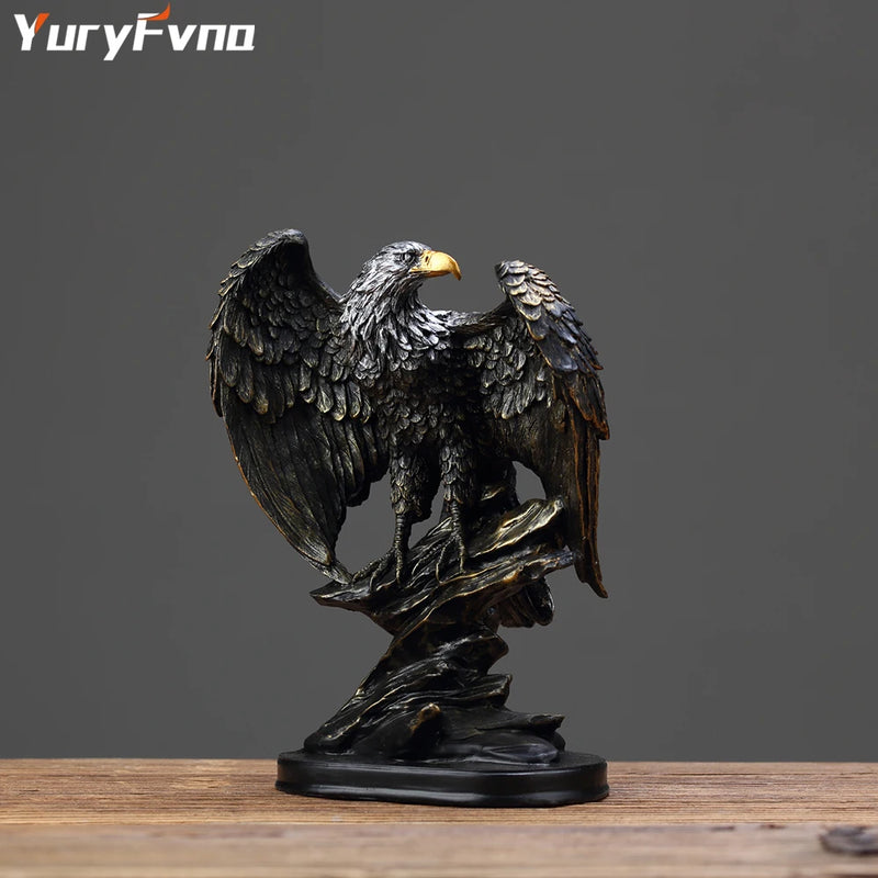 YuryFvna Retro Eagle Sculpture New Room Decoration Ornaments Wealth Animal Office Home Study Living  Abstract Statue Decor Gift