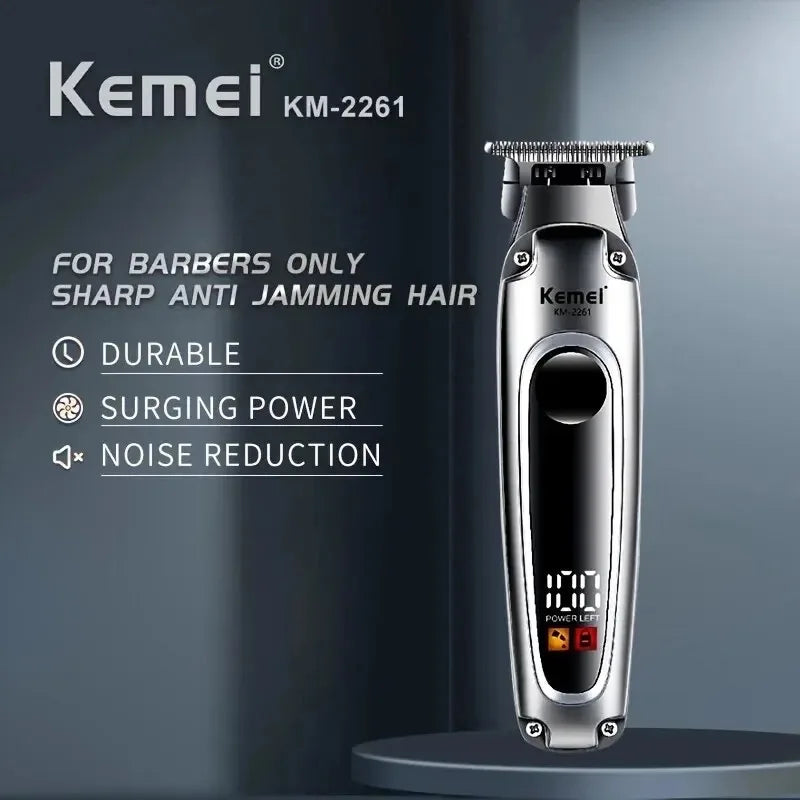 Kemei 2261 Barber Shop Hair Trimmer Electric Hair Clipper USB Rechargeable Cordless Beard Trimmer Men Powerful Haircut Machine