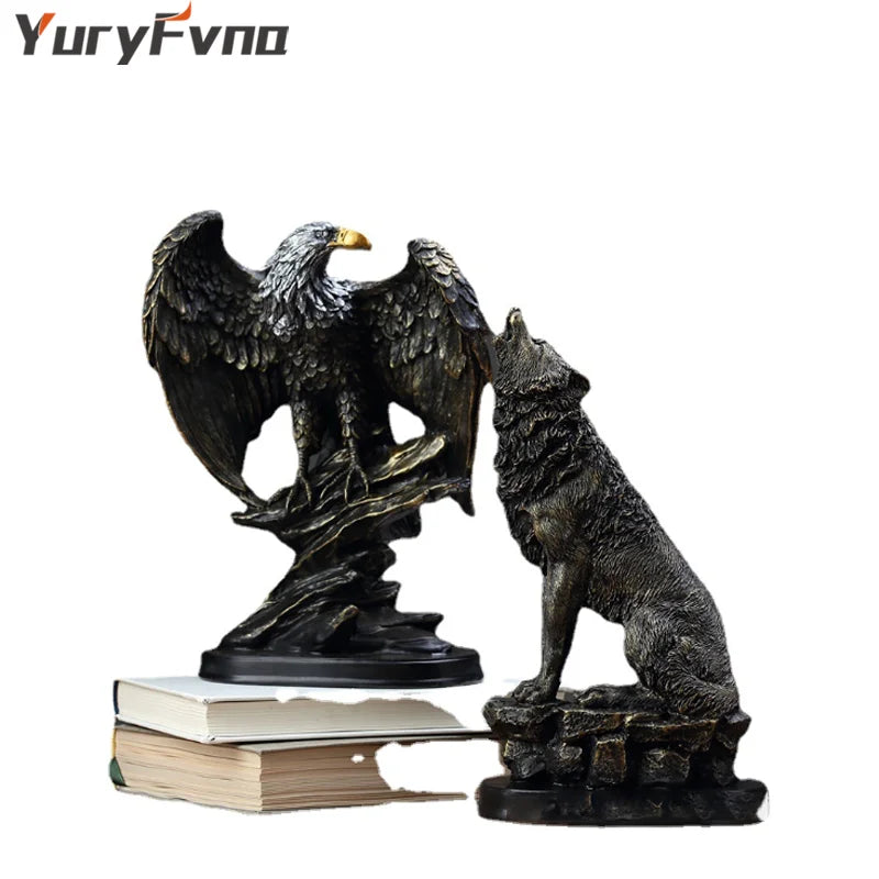 YuryFvna Retro Eagle Sculpture New Room Decoration Ornaments Wealth Animal Office Home Study Living  Abstract Statue Decor Gift