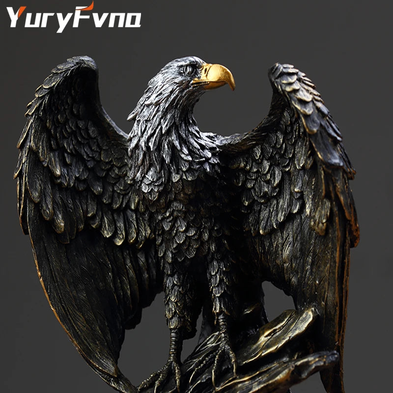 YuryFvna Retro Eagle Sculpture New Room Decoration Ornaments Wealth Animal Office Home Study Living  Abstract Statue Decor Gift