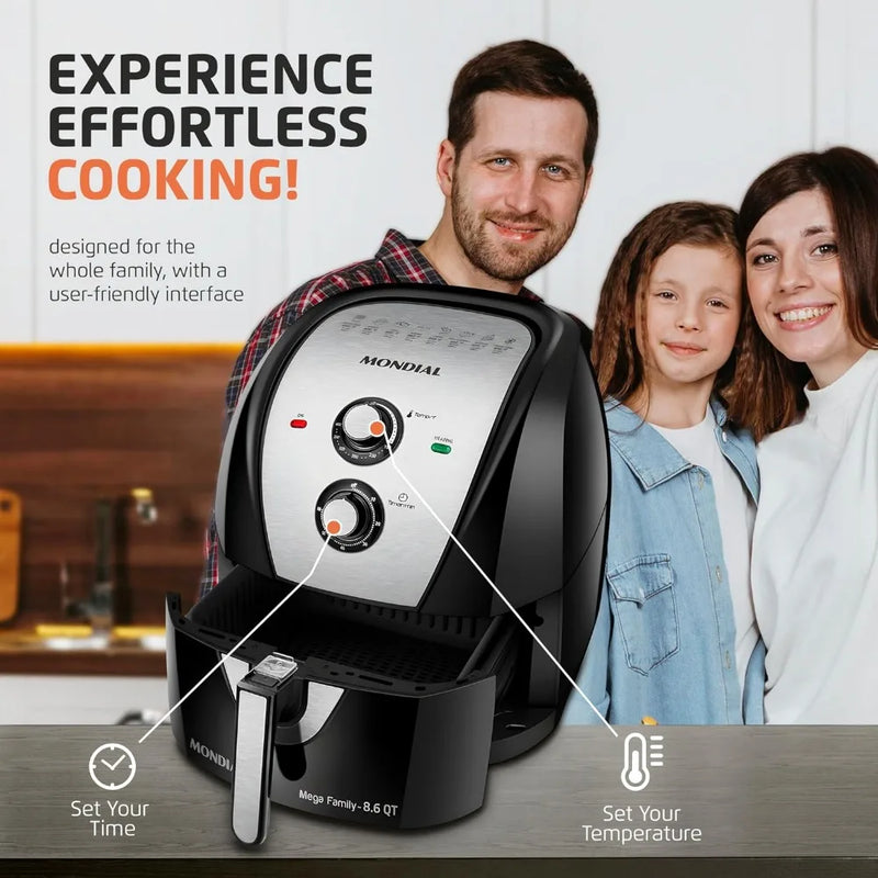 Air Fryer - 8.6 Quart Extra-Large Air Fryer, 2 Simple Dial Controls, 1800 Watts - Quick Heat Circulation Technology