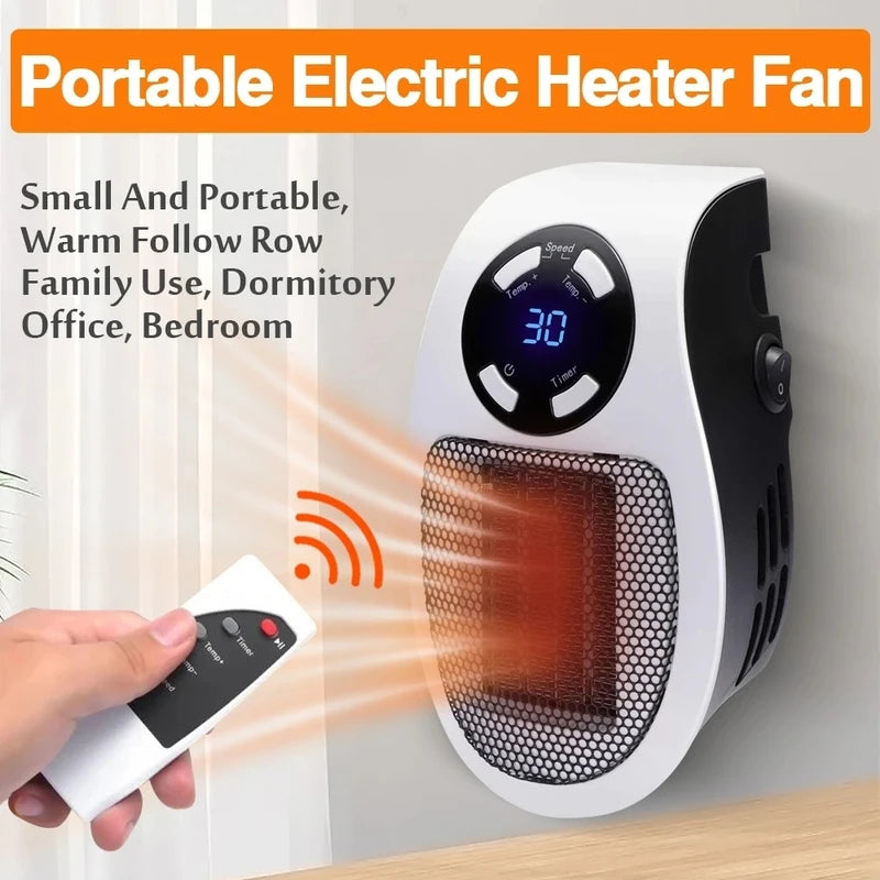 Portable Heater Electric Heater Plug In Wall Room Heater Home Appliance Heating Stove Mini Radiator Remote Warmer Machine